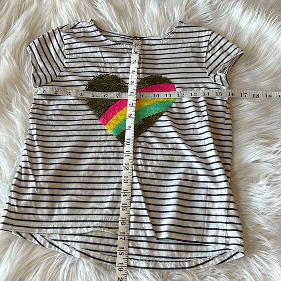 Sequin Heart Striped Shirt RUMI + RYDER Color Change Sequins Size L (12-14) - Picture 8 of 10